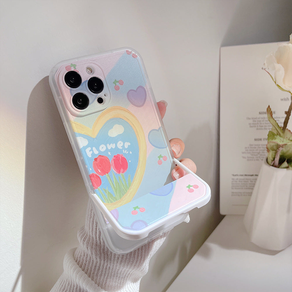 For iPhone 13 Pro Shockproof Smartphone Case Oil Painting Heart Pattern Kickstand TPU Cover with Wrist Strap For iPhone 13 Pro Shockproof Smartphone Case Oil Painting Heart Pattern Kickstand TPU Cover with Wrist Strap
